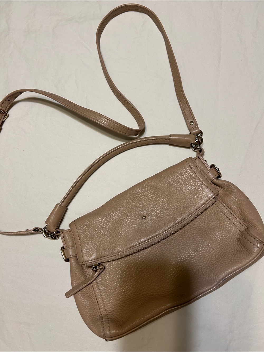 kate spade Pebbled Leather Shoulder Bag in Taupe